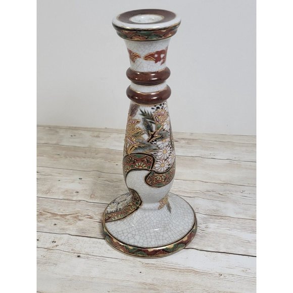 Porcelain‎ Chinese Floral Hand Painted Vintage Candlestick Holder Asian Flowers - Picture 5 of 11